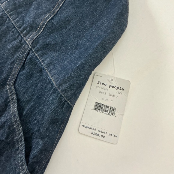 FREE PEOPLE, Halter Babydoll Dark Indigo Denim Dress, Size Small, NWT - Picture 15 of 16